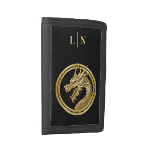 Personalized Gold Dragon- Trifold Wallet