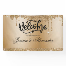 Personalized Gold Dripping Glitter Banner
