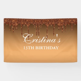 Personalized Gold Dripping Glitter Birthday Banner