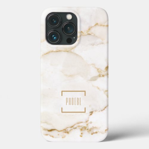 Personalized Gold Effect Marble Name iPhone 13 Pro Case