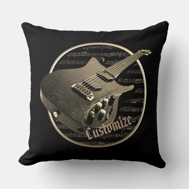 Personalized Gold Electric Guitar Pillow (Front)