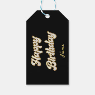Personalized Gold Elegant Happy Birthday Gift Bag Gift Tags