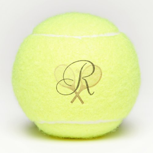 Personalized Gold Elegant Monogram Tennis Rackets Tennis Balls