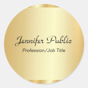 Personalized Gold Elegant Script Glamour Template Classic Round Sticker