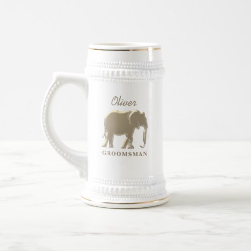 Personalized Gold Elephant Groomsman Gift Beer Stein