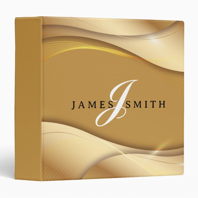 Personalized Gold Faux Confetti 3 Ring Binder (Front/Spine)