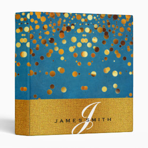 Personalized Gold Faux Confetti Glitter 3 Ring Binder