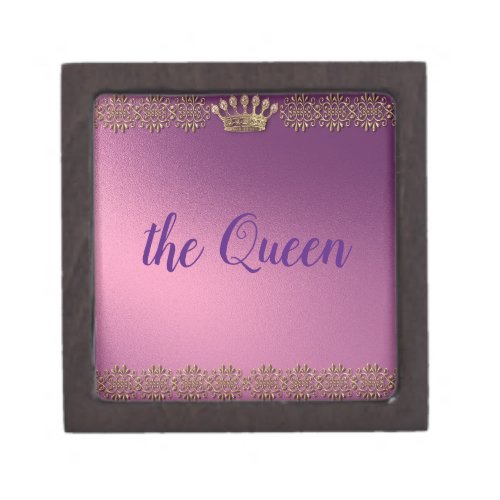 Personalized gold faux glitter crown gift box