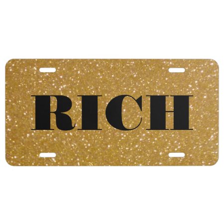 Personalized Gold Faux Glitter License Plate
