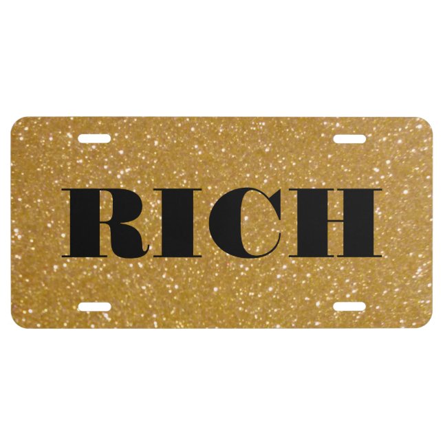 Personalized gold faux glitter license plate (Front)