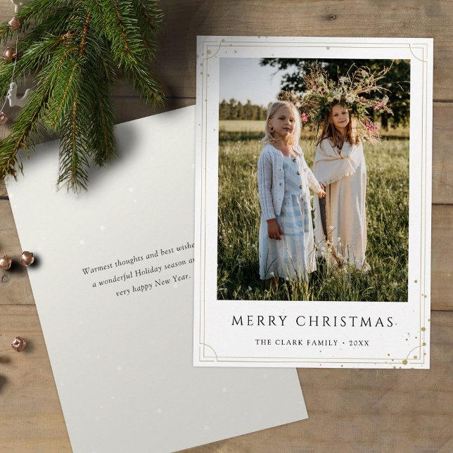 Personalized Gold Flame Merry Christmas Photo Card (Creator Uploaded)