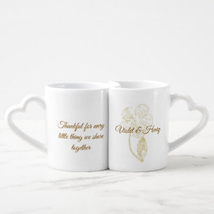 Personalized Gold Floral Monogram Nesting Mug Set