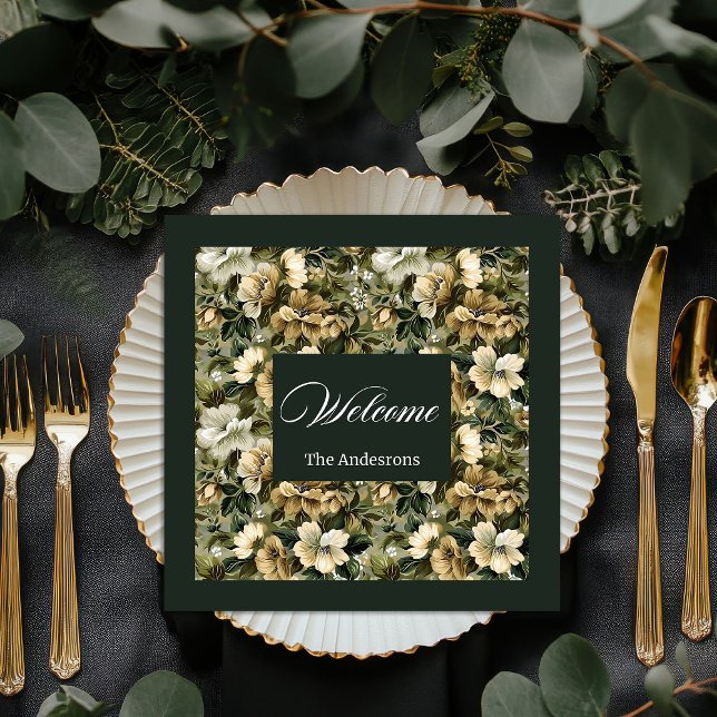 Personalized Gold Floral Napkins Shabby Chic Set (Personalized Gold Floral Napkins Shabby Chic Set)