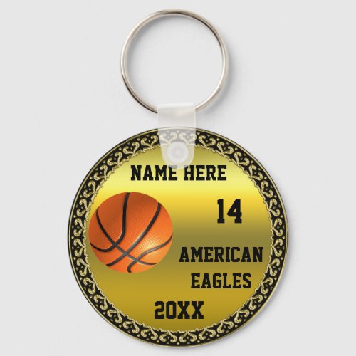 Personalized gold foil design basketball Keychain