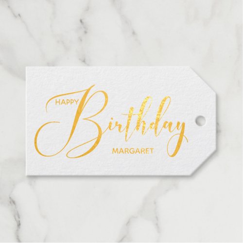 Personalized Gold Foil Happy Birthday Foil Gift Tags