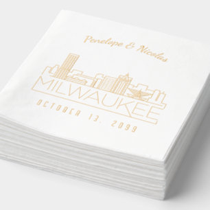 Personalized Gold Foil Milwaukee Wedding Napkins
