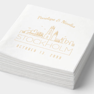 Personalized Gold Foil Stockholm Wedding Napkins