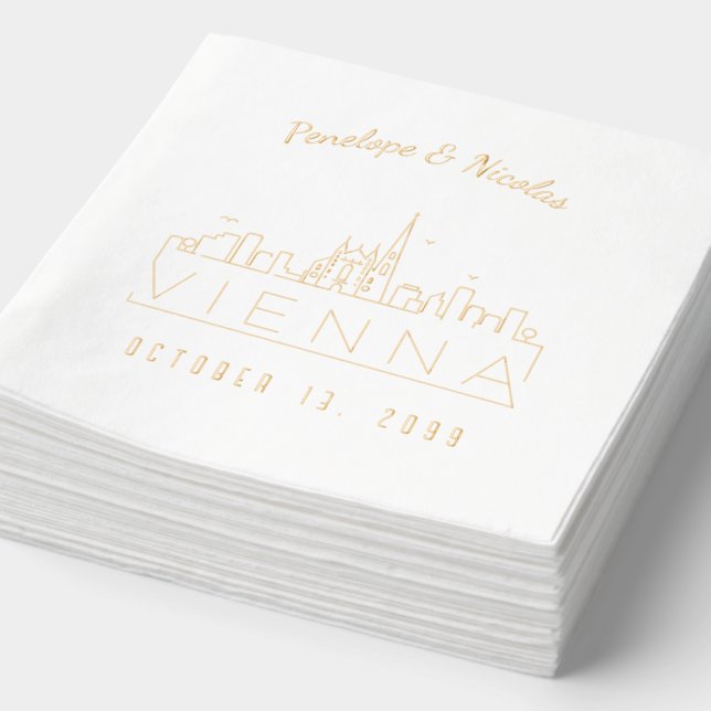 Personalized Gold Foil Vienna Wedding Napkins (Detail)