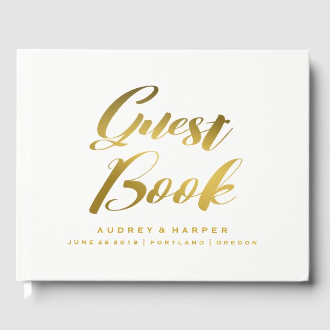 Personalized Gold Foil Wedding Guest Book (Front)