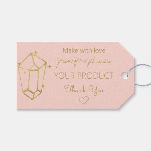 Personalized Gold Foil White Pink Gift Tags