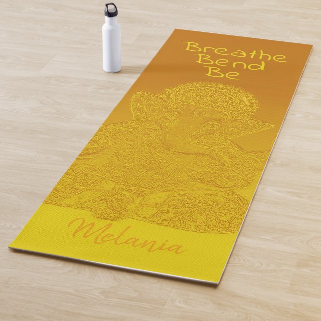 Personalized Gold Ganesh Elephant Bend Breathe Be Yoga Mat (In Situ)