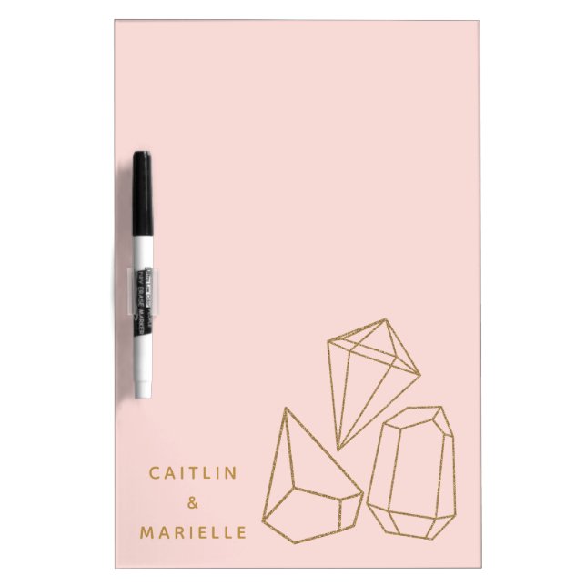 Personalized Gold Gemstones Blush Pink Dry Erase Board (Front)