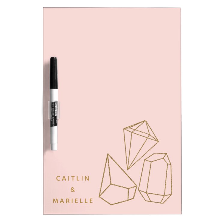 Personalized Gold Gemstones Blush Pink Dry Erase Board Zazzle