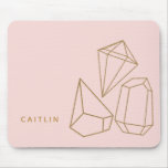 Personalized Gold Gemstones Blush Pink Mouse Pad Personalized Gold Gemstones Blush Pink Mouse Pad