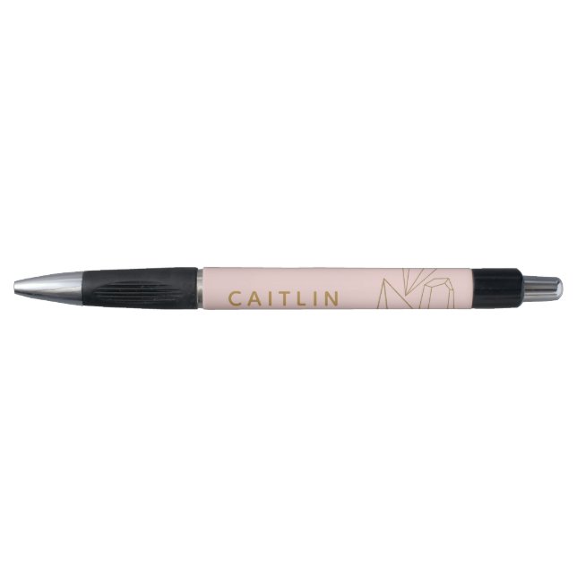 Personalized Gold Gemstones Blush Pink Pen (Front)