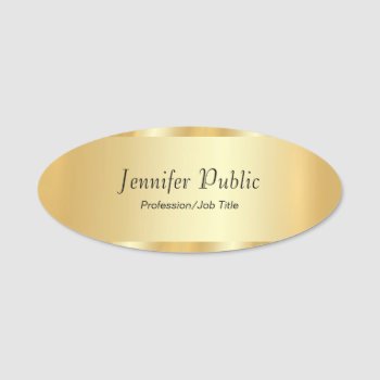 Personalized Gold Glamour Elegant Script Template Name Tag by art_grande at Zazzle