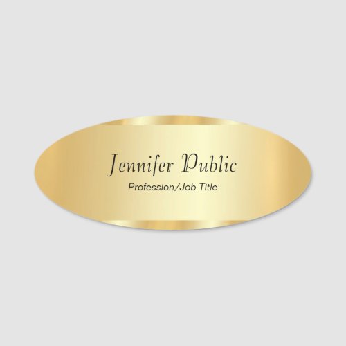 Personalized Gold Glamour Elegant Script Template Name Tag