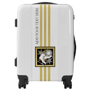 Personalized Gold Glitter Black White Ice Skating Luggage