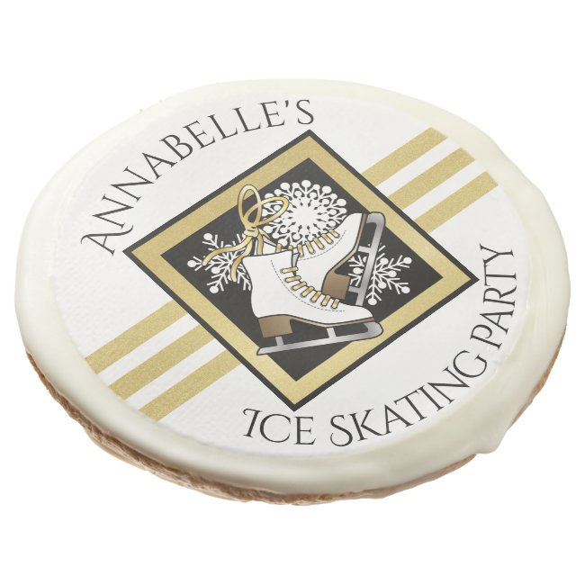 Personalized Gold Glitter Black White Ice Skating