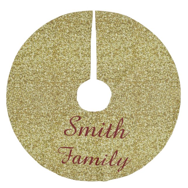 Personalized Gold Glitter Christmas Tree Skirt (Front)