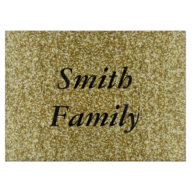 Personalized Gold Glitter Cutting Board (Front)