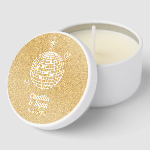 Personalized Gold Glitter Disco Wedding Favor Mini Candle Favors