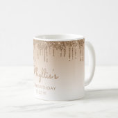 Personalized Gold Glitter Drip 80th Birthday Coffee Mug (Front Right)