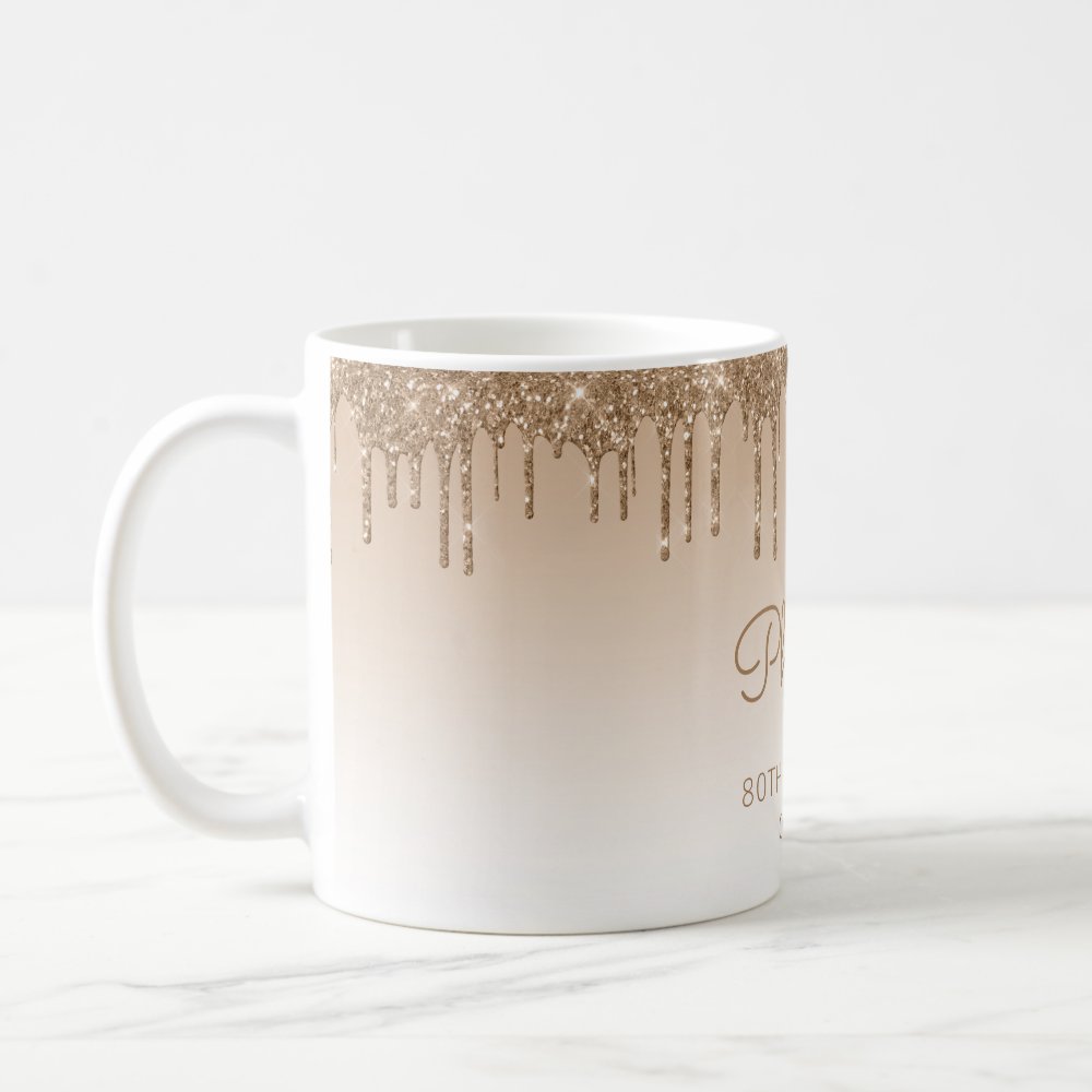 Discover Personalized Gold Glitter Drip 80th Birthday Coffee Mug