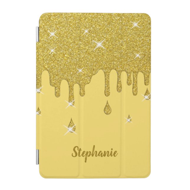 Personalized Gold Glitter Effect & Sparkles iPad Mini Cover (Front)
