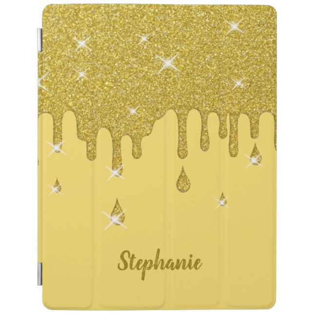Personalized Gold Glitter Effect & Sparkles iPad Smart Cover (Front)