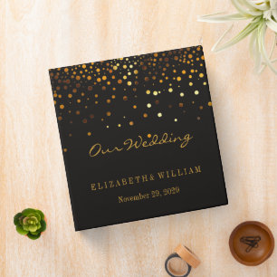 Personalized Gold Glitter Faux Foil Confetti  3 Ring Binder