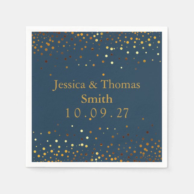 Personalized Gold Glitter Faux Foil  Napkins (Front)
