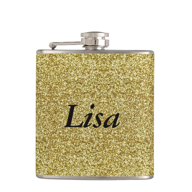 Personalized Gold Glitter Flask (Front)