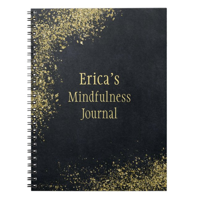 Personalized Gold Glitter Mindfulness Notebook (Front)