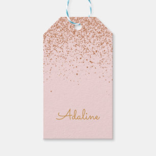 Personalized Gold Glitter Monogram Name Gift Tags