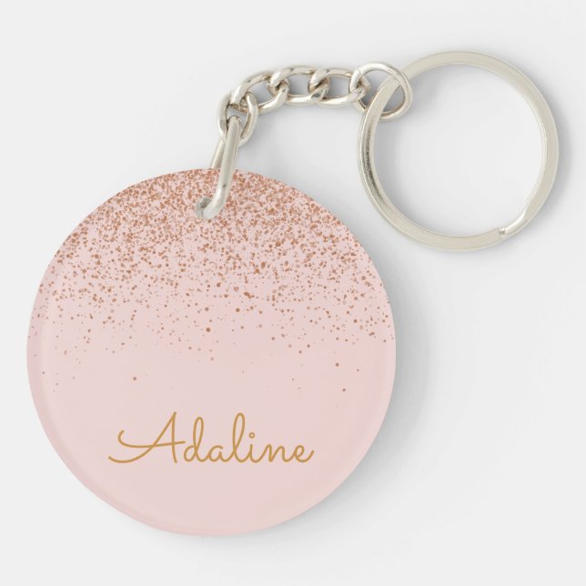 Personalized Gold Glitter Monogram Name Keychain (Back)