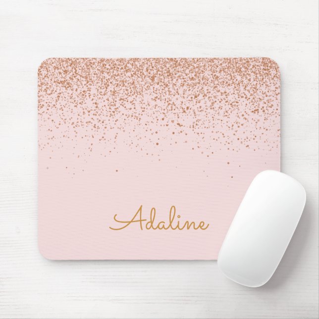 Personalized Gold Glitter Monogram Name Mouse Pad (With Mouse)
