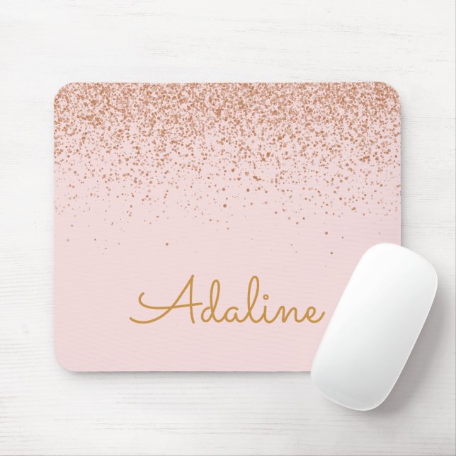Personalized Gold Glitter Monogram Name Mouse Pad (With Mouse)