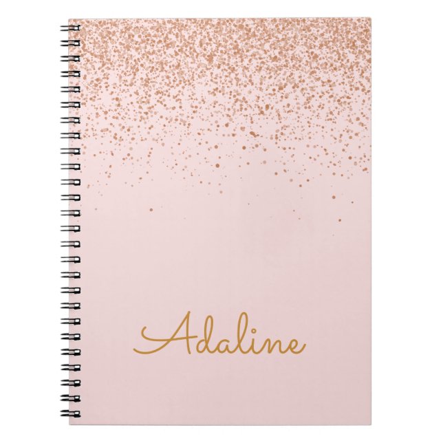 Personalized Gold Glitter Monogram Name Notebook (Front)