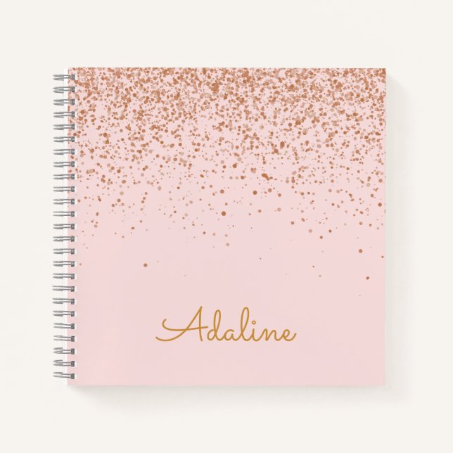 Personalized Gold Glitter Monogram Name Notebook (Front)